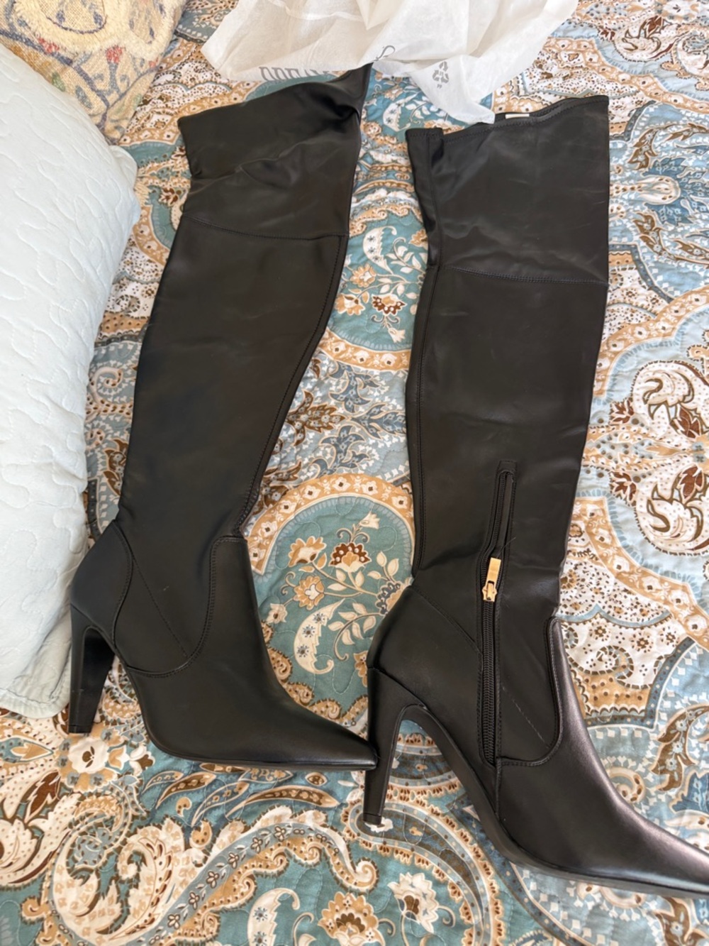 Dream Pairs Black Over-the-Knee Pointed Toe Stiletto Boots